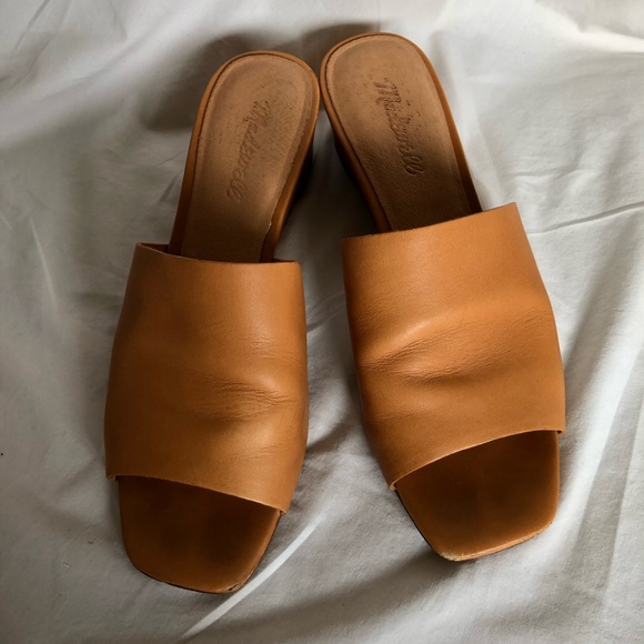 Madewell The Stacey Wedge Slide Sandal In Desert Camel size 7.5 Leather - Picture 2 of 9